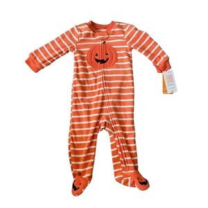 Carter's Just One You Baby Pumpkin Striped Footed Pajama 9M